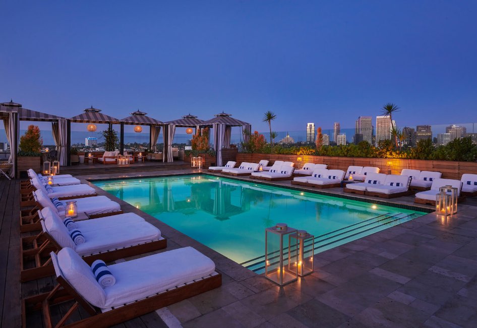 Sixty Beverly Hills Pool at Night