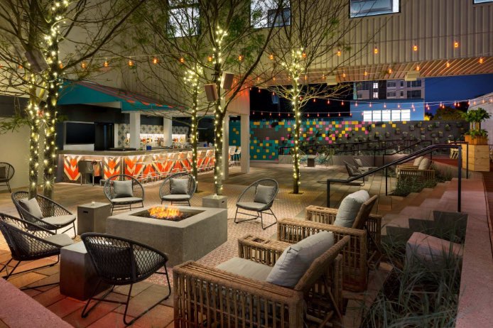 Studio Allston Hotel Exterior Seating and Firepit